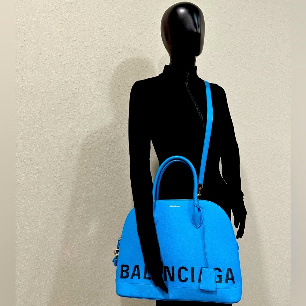 BALENCIAGA Bag (Aqua Blue) + Leopard Print Bag Pancho